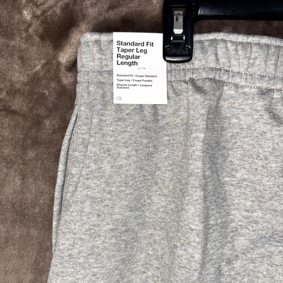 Nike Jogger Pants Mens XL Gray Cotton Swoosh Standard Fit Tapered Leg Drawstring - Picture 9 of 9